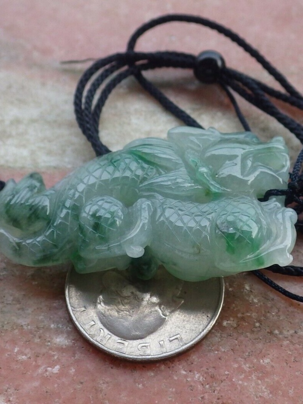 Certified Green 100% Natural A Jade jadeite pendant Dragon Bead 生意兴隆